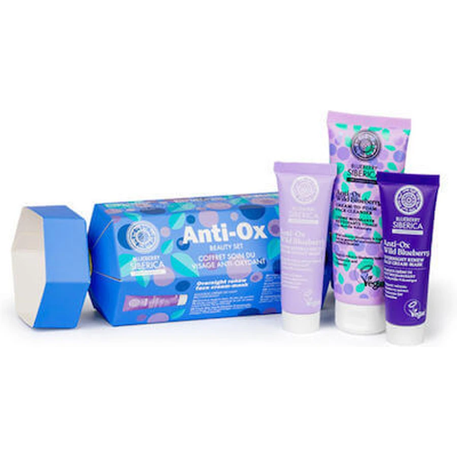 NATURA SIBERICA Blueberry Anti Ox Beauty Cleansing Foam 75ml & Night Mask 30ml & Super Moisturizing Eye Mask 30ml
