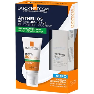 LA ROCHE POSAY Promo Anthelios UVMUNE 400 Oil Control Gel Cream SPF50+ Sunscreen Face Cream for Matte Finish & Gift Toleriane Sensitive Moisturizing Cream 15ml