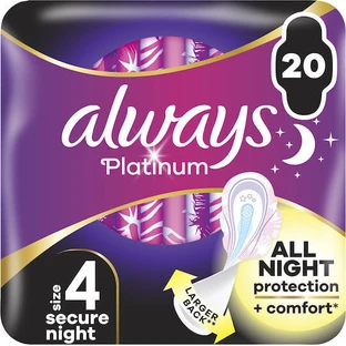 ALWAYS Ultra Platinum Secure Compresas de noche con alas nº 4 20 unidades