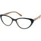 EYELEAD Lese-Fehlsichtigkeitsbrille Schwarz Schmetterling mit Holzbügel E204 +3.00