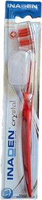 INADEN Crystal Medium Toothbrush with protective head cap - Red