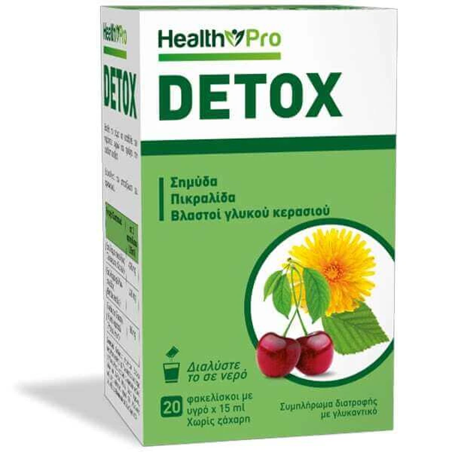 HEALTH PRO Detox Suplemento dietético para la desintoxicación sabor cereza 20 sobres