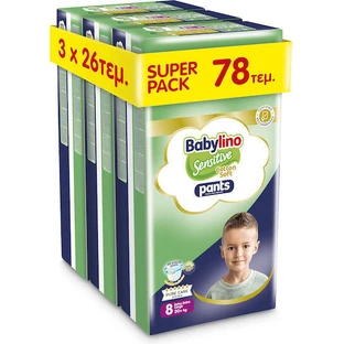 BABYLINO Broekje Katoen Zacht No8 Voor 20+kg (3 Verpakkingen van 26 stuks) 78 stuks