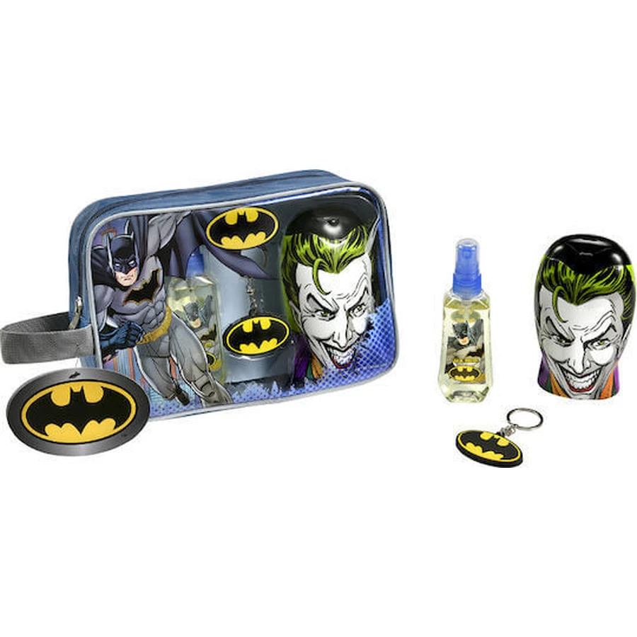 LORENAY Coffret Eau de Toilette Enfant Batman & Joker 90ml avec Gel Douche 300ml et Porte Clé