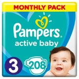 PAMPERS Baby Windeln Active Baby No.3 6-10Kgr 208 Stück Monatspackung