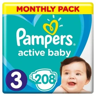 PAMPERS Baby Windeln Active Baby No.3 6-10Kgr 208 Stück Monatspackung