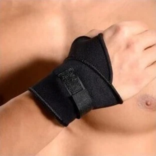 ANATOMIC LINE 5071 Elastische Handschelle mit Daumen und Bindung in schwarzer Farbe