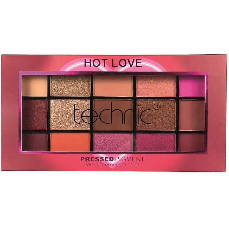 TECHNIC Ombre à paupières pressée Pigment Hot Love Palette de 15 nuances