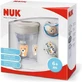 NUK Magische Beker & Ruimte Set Met Educatieve Transparante Teddybeerbeker, 230ml & Lint & Fopspeen Ruimte Voor 6+ Maanden In Grijs