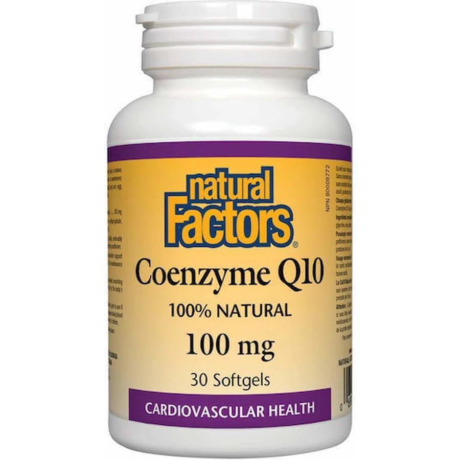 NATURAL FACTORS Coenzyme Q10 100mg Dietary Supplement for Metabolism Stimulation 30 Capsules