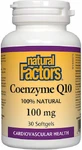 NATURAL FACTORS Coenzyme Q10 100mg Dietary Supplement for Metabolism Stimulation 30 Capsules