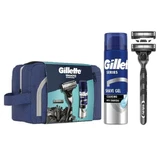 GILLETTE Promo Mach 3 Houtskool Scheermes & 2 Vervangende Scheermesjes & Series Reinigende Scheergel 200ml & Water Box