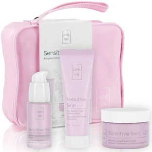 LAVISH CARE Skin Care Essentials Set de Cuidado Facial para Piel Sensible con Crema Facial Reparadora para Piel Sensible, 50ml, Suero Calmante, 30ml, Mascarilla Calmante, 75ml y Caja de Regalo