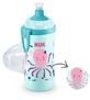 NUK First Choice Junior Cup Chameleon (Schimbă culoarea) Push-Pull Cup cu capac care schimbă culoarea de la 18 luni, 300 ml în diferite modele - albastru