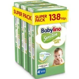 BABYLINO Sensitive Cotton Soft Diapers for children No4+ 10-15kg (46x3) 138 Pieces Super Pack