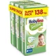 BABYLINO Sensitive Pañales de algodón suave para niños No4+ 10-15kg (46x3) 138 Piezas Super Pack
