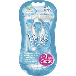 GILLETTE Venus Oceana Maquinilla de Afeitar Desechable Mujer con 3 Hojas y Cabezal Móvil 3 + 1 GRATIS