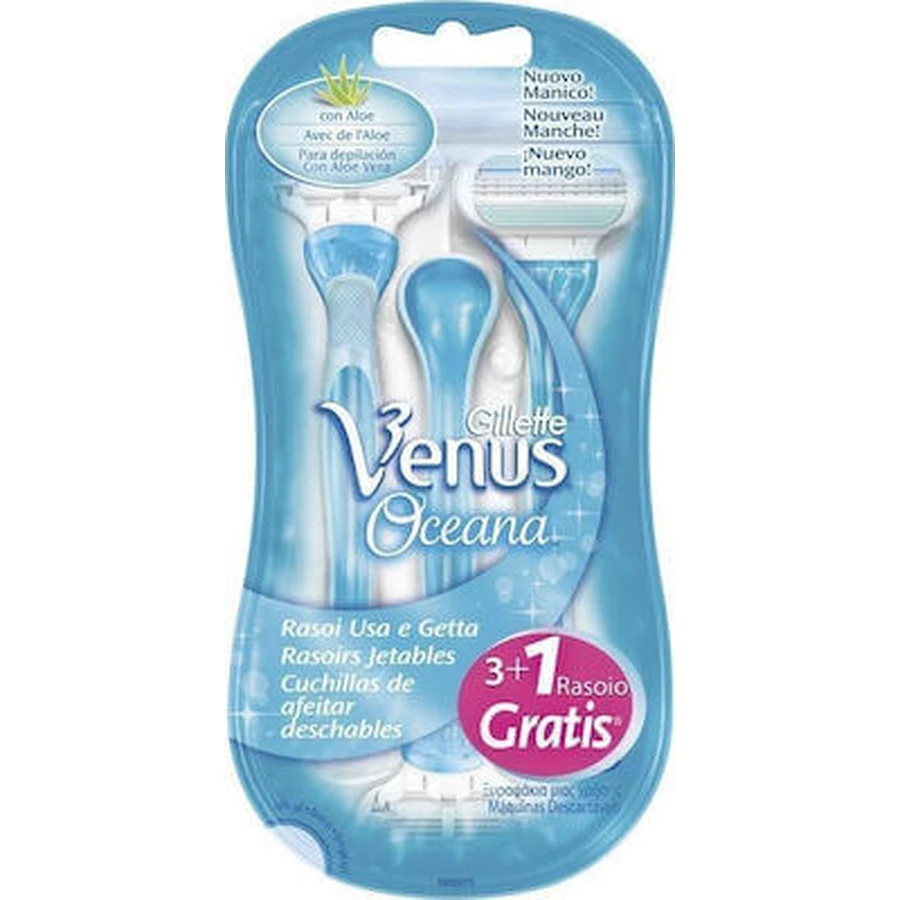 GILLETTE Venus Oceana Maquinilla de Afeitar Desechable Mujer con 3 Hojas y Cabezal Móvil 3 + 1 GRATIS