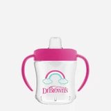 DR. BROWN'S Soft Spout Transition Cup with Soft Spout, Lid & Handles 180ml 6+ Months Various Colours TC 61001 - Pink