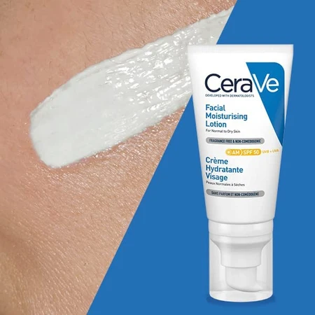 Crema hidratante para piel normal-seca con SPF 50, 52 ml, CeraVe
