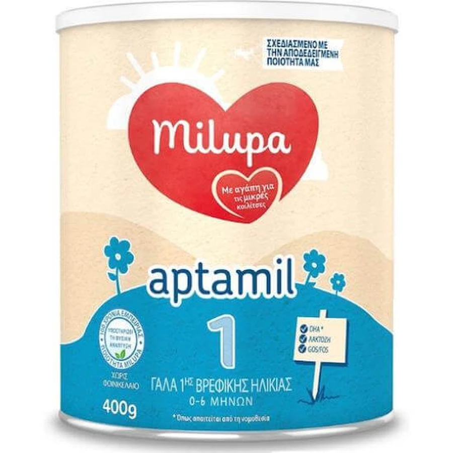 MILUPA Aptamil 1 Milch für Säuglinge von 0 bis 6 Monaten, 400g