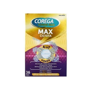 COREGA Power Max Clean 4in7 Comprimés de nettoyage pour prothèses dentaires avec plus d'oxygène actif, 36 comprimés