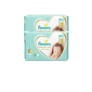 PAMPERS Premium Care Diapers with Adhesive No.0 For 0-3kg 60 pieces ( 2 Packs of 30 pieces )