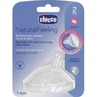 Chicco Natural Feeling Medium Flow Silicone Nipple 2m+ 1 Piece 08102310