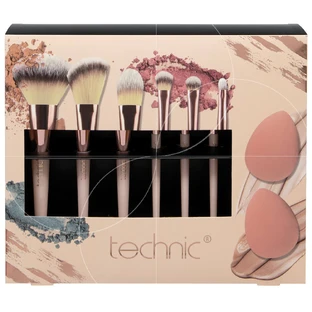 TECHNIC Cosmetische Borstel & Spons Set Met 6 Make-up Borstels & 2 Make Up Sponsjes