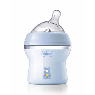 CHICCO Biberón de plástico Natural Feeling con tetina de silicona para 0+ meses 150ml azul [81311-20]
