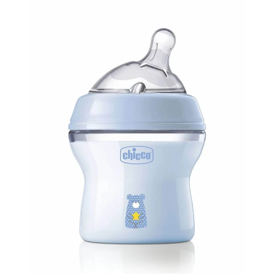 CHICCO Biberón de plástico Natural Feeling con tetina de silicona para 0+ meses 150ml azul [81311-20]
