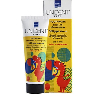 Pasta de dinți pentru copii UNIDENT 500ppm Bubble Gum Pasta de dinți pentru copii cu aromă de Bubble Gum 50ml