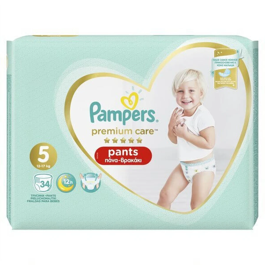 PAMPERS Baby Pants Premium Pants No.5 12-17Kgr 34 Piezas Jumbo Pack