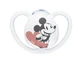Suzeta NUK Orthodontic Silicone pentru 0-6 luni Space Mickey &amp; Minnie cu husă - Alb