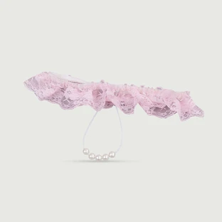 Perlen & Spitze String Panty - Hellrosa