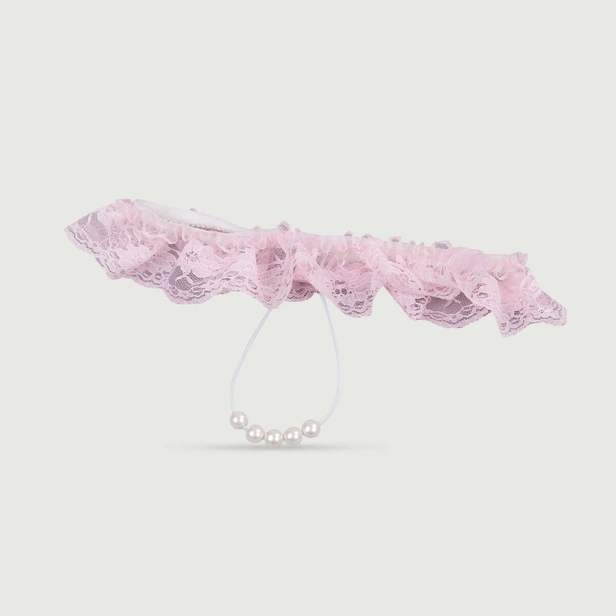 Perlen & Spitze String Panty - Hellrosa