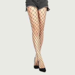 Lange, strakke netpanty - Zwart - Eén maat