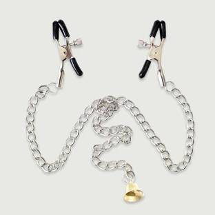 Nippelklammern mit Kette & Glocke - Silber