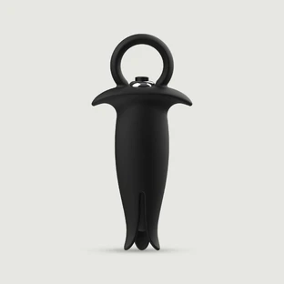 Kitzelnder vibrierender Butt Plug aus Silikon mit Griff - Schwarz