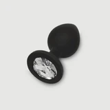 Anal Collection Bouchon de Cul Moyen en Silicone avec Joyau Rond - Noir/Transparent