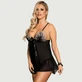 Sheer Mesh Babydoll Lingerie - Zwart - Een Maat