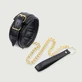 Gevoerde Leren Halsband Met Gouden Ketting - Zwart