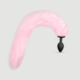 Siliconen buttplug met lange staart - Roze