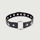 Lederhalsband mit Metallring und Nieten - Schwarz