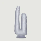 Dubbele realistische pik met zuignap 22,5 cm - Transparant