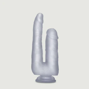 Double Realistic Cock with Suction Cup 22,5 cm - Transparent
