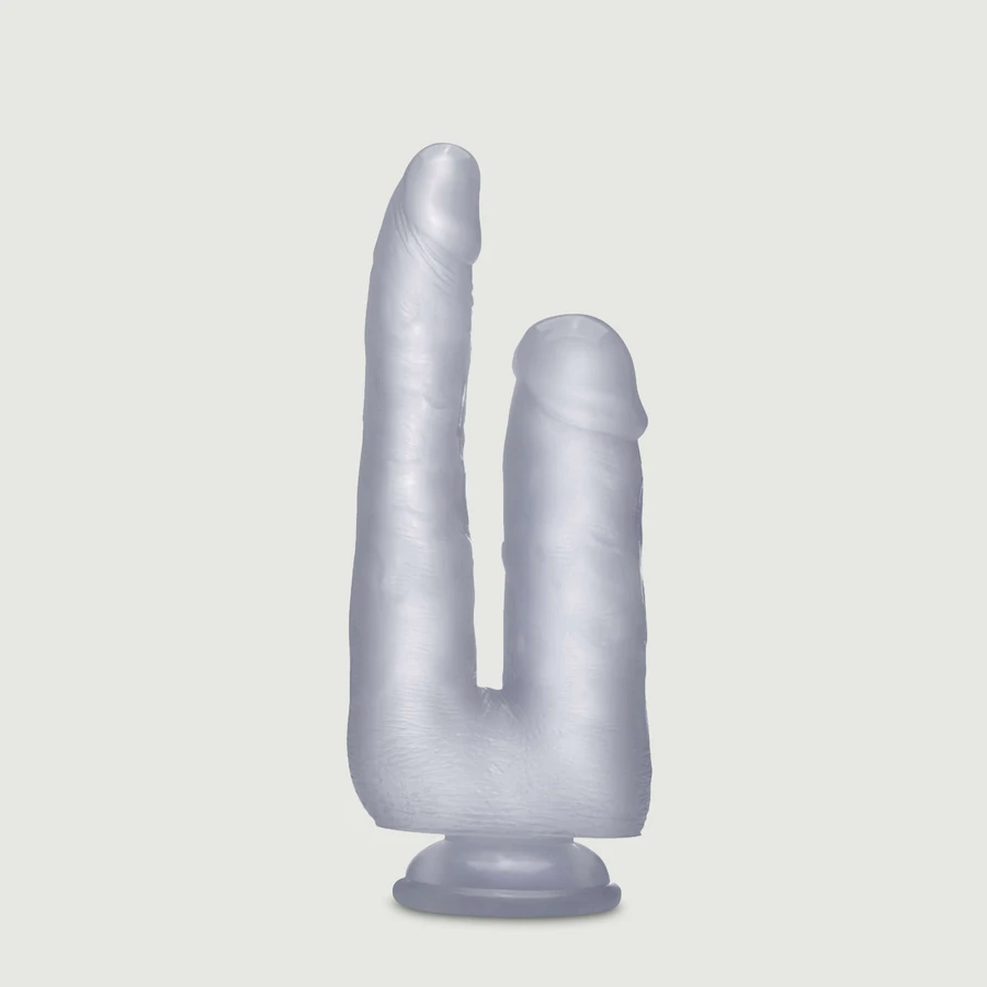 Double Realistic Cock with Suction Cup 22,5 cm - Transparent
