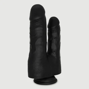 Eric 22 cm Double Realistic Silicone Dildo with Suction Cup - Black