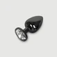 Anal Collection Butt Plug metalic mare cu bijuterie rotundă - negru/transparent