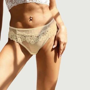 Culotte sexy en dentelle florale - Nude - Taille unique